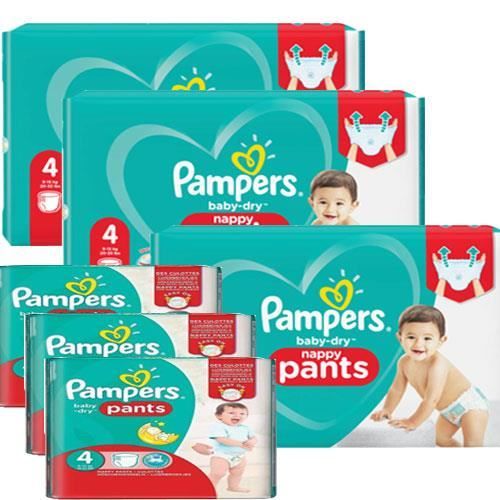 192 x couches bébé Pampers - Taille 4 baby dry pants