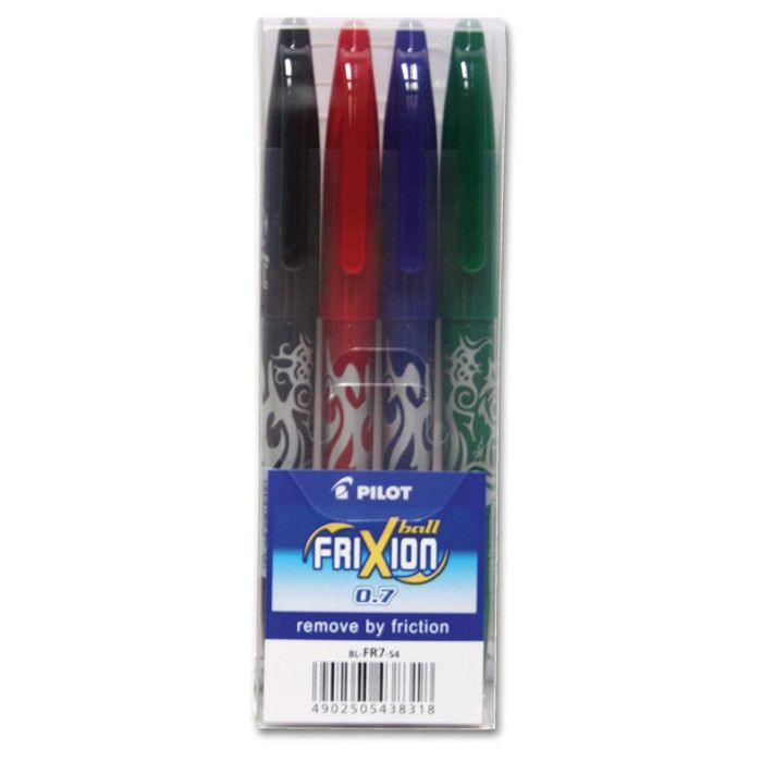 Stylo bille Pilot Frixion Ball encre gel Pointe Moyenne Assortis Noir bleu rouge vert