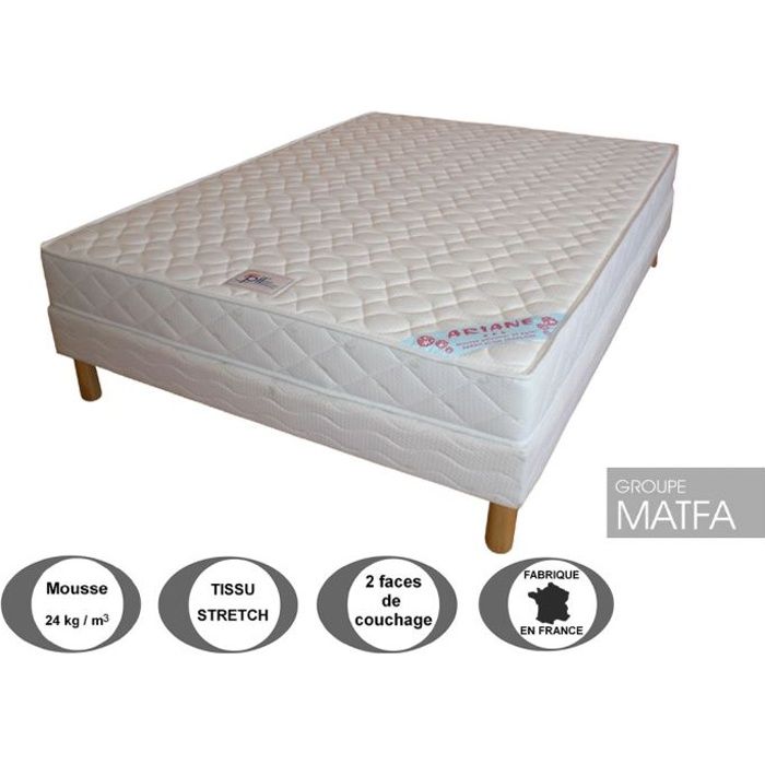 Ensemble matelas Ariane 90x190 + sommier tapissier + jeu de 4 pieds offerts