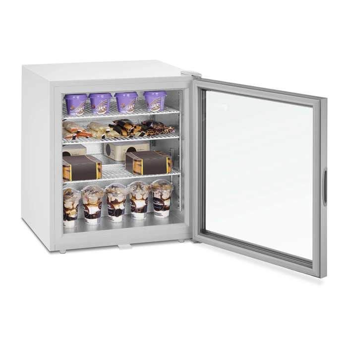 Royal Catering Mini Congélateur Coffre Bahut Freezer Professionnel RCFZ-W88L 88 L Porte en verre isolante Éclairage LED