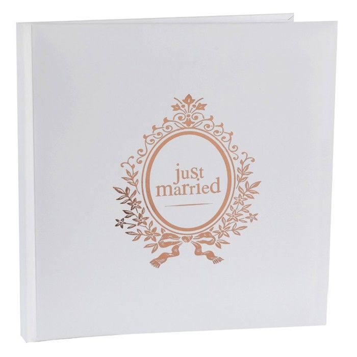 Livre d'or mariage Just Married blanc et rose gold métallique (x1) REF/6907