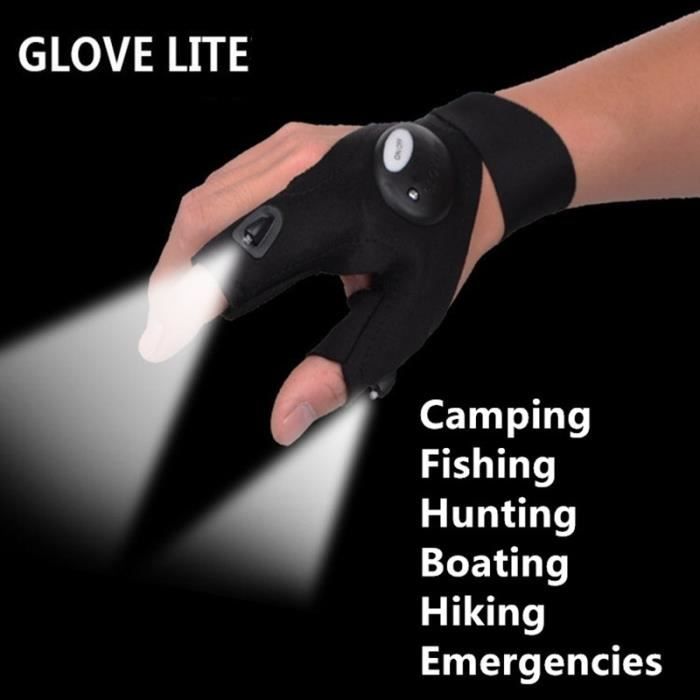 Glovelite Gants lumineux LED Gants de pêche légers Camping Gants d'équitation Gants légers Plein air Gants