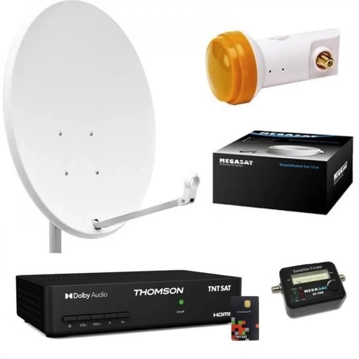 Kit Parabole 60 cm + Récepteur satellite Thomson THS 806 TNTSAT (Astra) + LNB + 20m Cable Coaxial + Satfinder