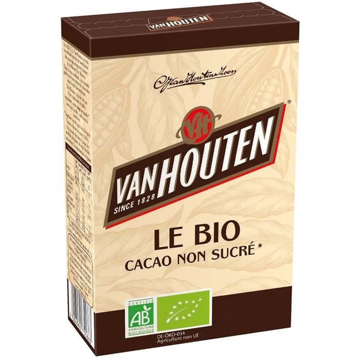 Cafe Moulu - LOT DE 5 - VAN HOUTEN Chocolat bio en poudre non sucrée 125 g