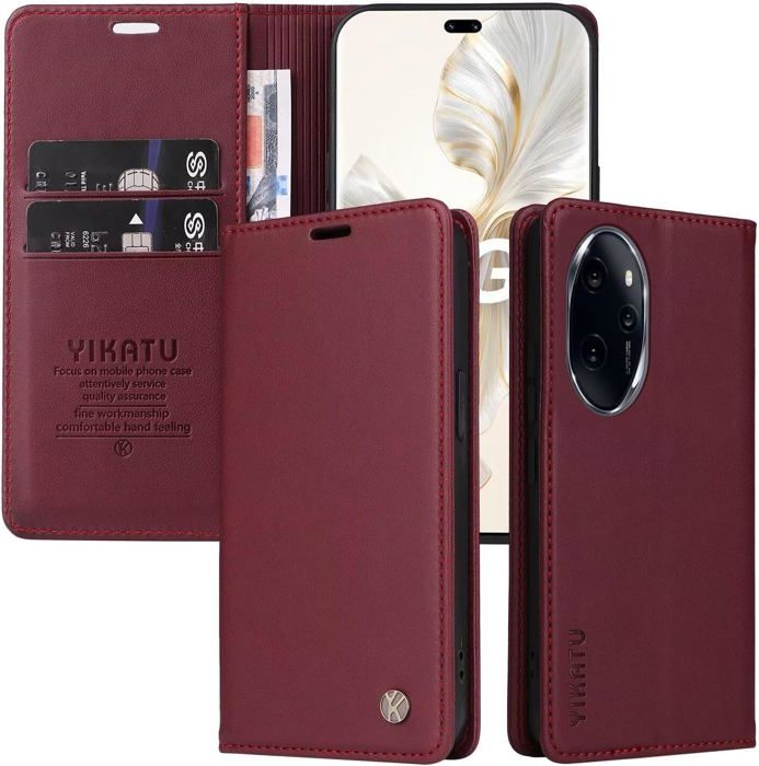 Custodia Portafoglio In Pelle Per Honor X50 5G / X9b / Magic 6 Lite - Con Funzione Stand E Slot Per Carte - Blu - 3