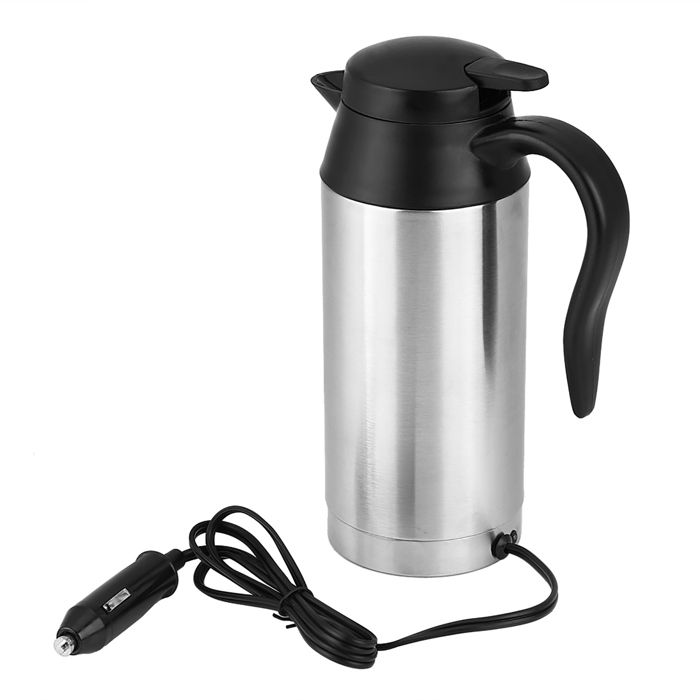 Bouilloire chauffante électrique en acier inoxydable pour voiture 750 ml 12 V pour allume-cigare
