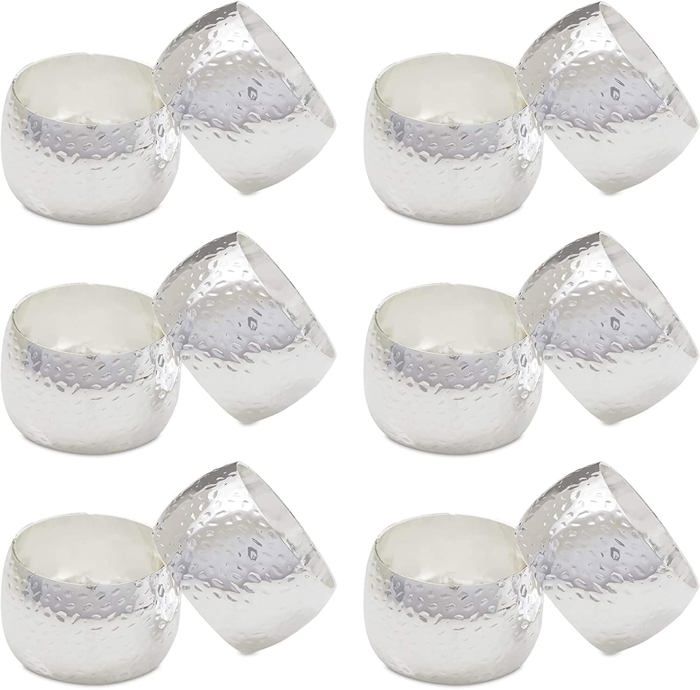 Lot De 12 Ronds De Serviette En Métal Argenté - Design Spirale, 4,5 Cm, Pour Mariage, Dîner élégant