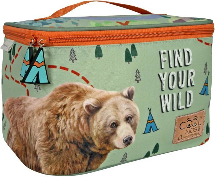 PERLETTI Sac Isotherme Enfant Imprimé Faon Et Hibou - Lunch Box Beige Pour Garçon Fille Avec Poche Intérieure - Idéal École Maternelle, Primaire Et Pique-Nique