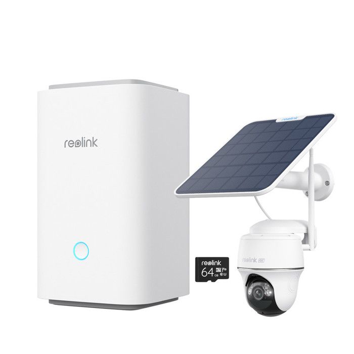 Reolink Home Hub avec Argus PT Ultra+Panneau Solair Système de sécurité 4K PT sans fil avec caméras Wi Fi autonomes