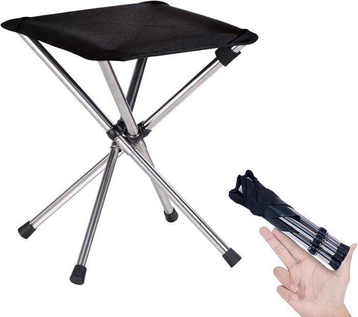 Tabouret de camping - BEIJIYI - Tabouret télescopique - Pliant léger - Acier inoxydable - Compact 351 cm