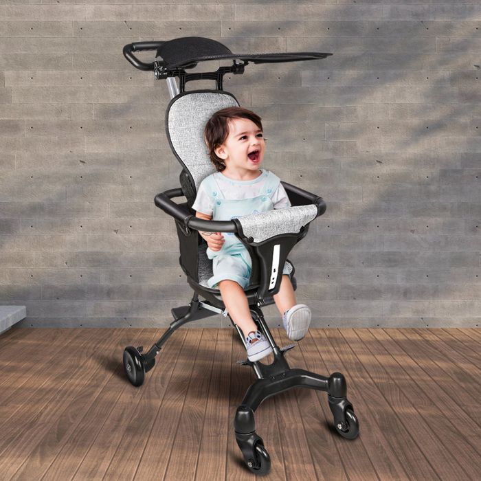 Poussette Compacte, Poussette En EVA, Landau à 4 Roues, Landau Assis, Parasol, Moustiquaire Avec Coussin En Coton, Poussette Canne Bébé 0-6 Ans(Charge 25 Kg)(bleu