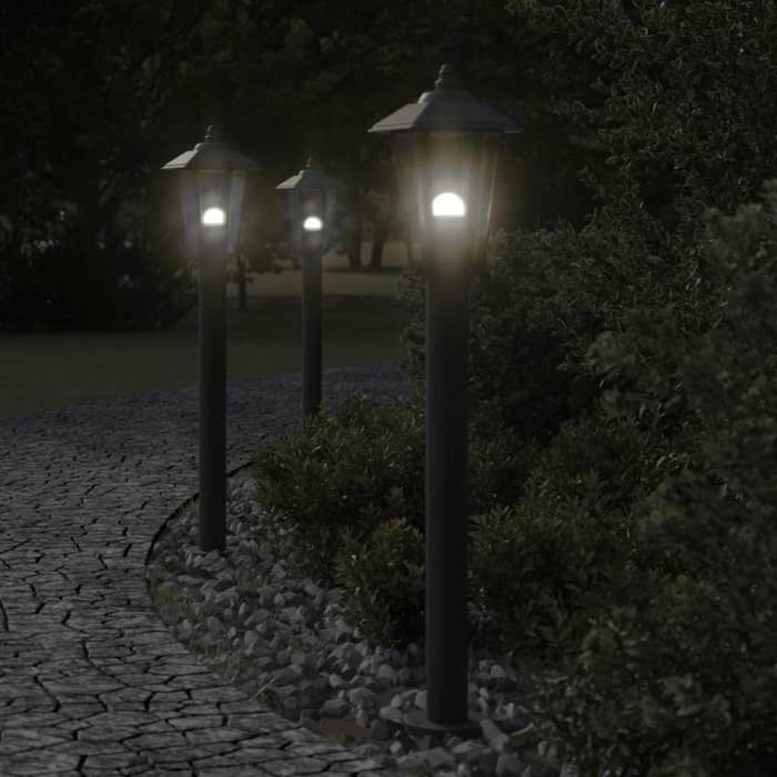 vidaXL Lampadaires d'extérieur 3 pcs 80 cm acier inoxydable éclairage au sol d'extérieur éclairage au sol de jardin 4006386