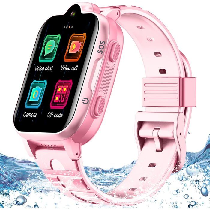 Montre GPS Enfant - Appels, SOS, Étanche IP68, Idéal Cadeau Anniversaire Garçon Fille (Noir)