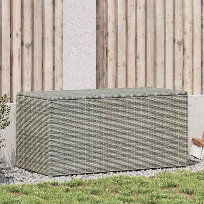 (Gris)Boîte de rangement de jardinCoffre de stockage Extérieur - résine tressée 100x50x50 cm gris 833711