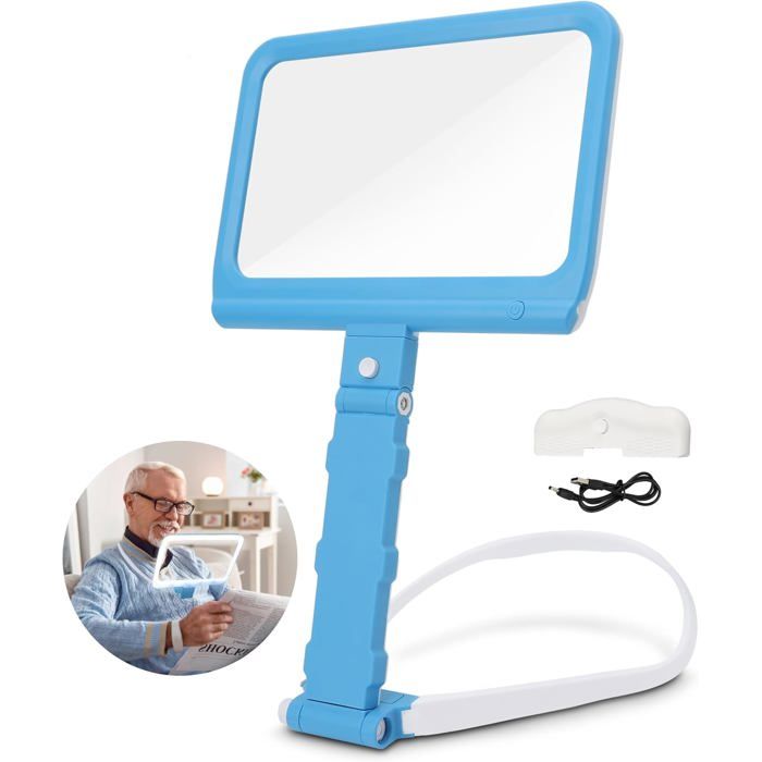 Loupe Géante Avec Lampe LED - Mains Libres - Pour La Lecture - Pour Le Cou Et Le Bureau