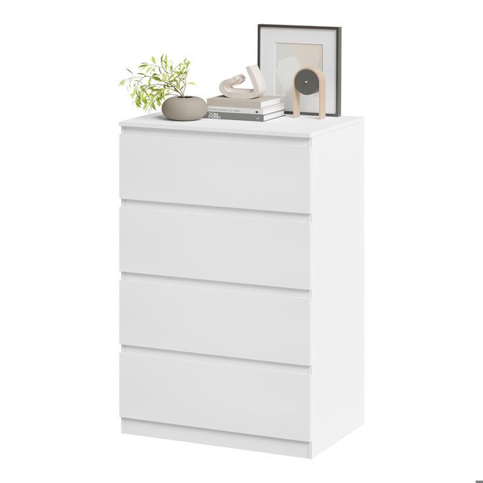 Commode 4 Tiroirs - WOLTU Meuble de Rangement - 60x40x90cm - pour Chambre Salon et Entrée - Blanc Commode 4 Tiroirs - WOLTU Meuble de Rangement - 60x40x90cm - pour Chambre Salon et Entrée - Blanc
