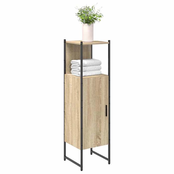 Cabinet de salle de bain - vidaXL - 33x33x120 5 cm - Beige - Bois dingénierie - 2 étagères - 1 porte - Rangement