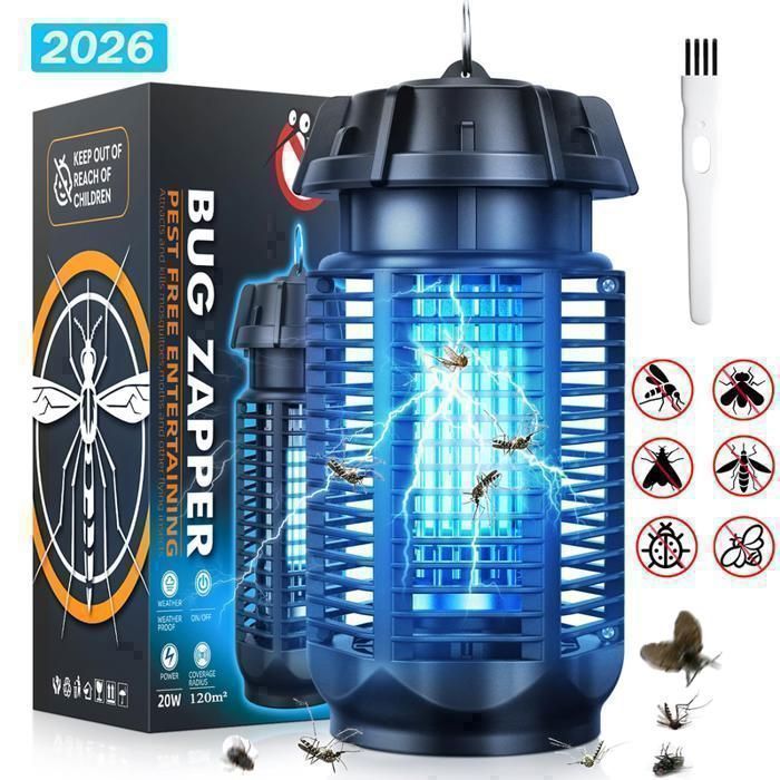 Lampe Anti Moustique 4000V 20W Électrique Moustique Anti Insectes Répulsif Efficace Portée 120m² - Camping Intérieur Extérieur