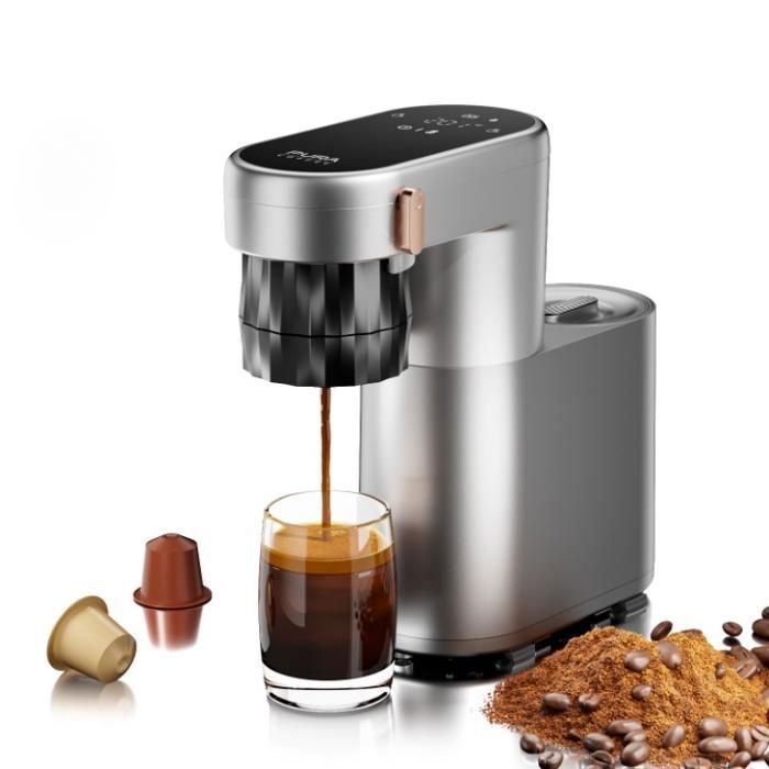 Mini Machine à café à Capsule 20 Bars–Pura Coffee C1 Pro Chauffe 3s–Compacte & Portable–Maison & Camping–Café Moulu & Capsules