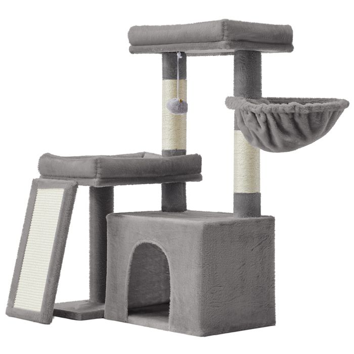Meilleurs prix pour Arbre à Chat avec Planche à Griffer 2 Couchages 858 cm de Haut Gris Clair