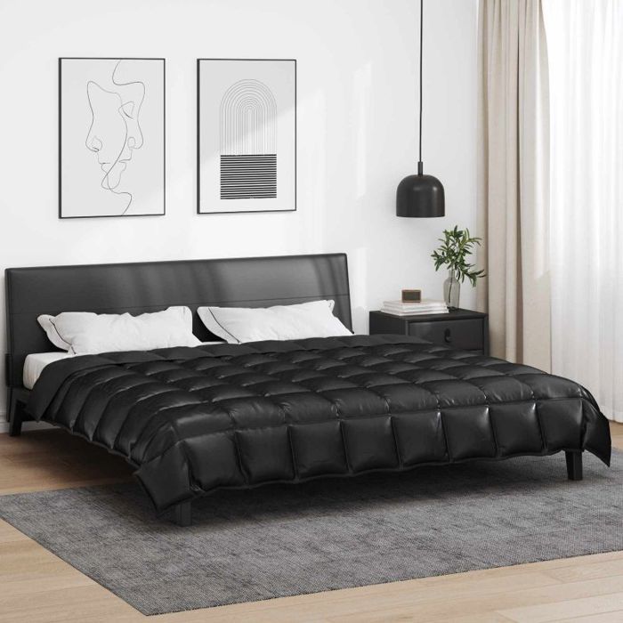 VIDAXL Parure de couette 220 x 240 cm Noir - Satin microfibre Duvet dhiver (housse + taies)
