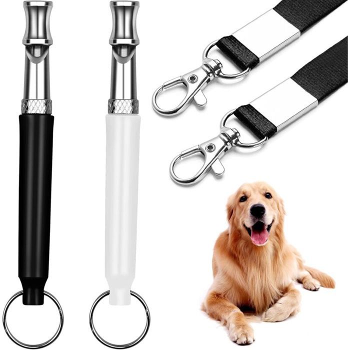 Lot de 2 sifflets pour chien - Pour arrêter les aboiements du chien voisin sifflets réglables à ultrasons silencieux - Sifflet de