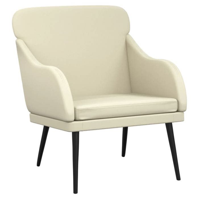 Les Soldes Fauteuil de Salon Scandinave (1 PLACE) - CLOUD - Chaise de Détente - Crème 63x76x80 cm Similicuir J6225