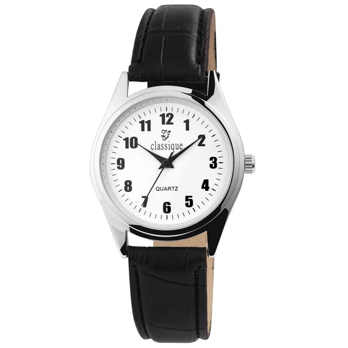 Montre bracelet - CLASSIQUE - Classique - Similicuir noir - Boîtier 36 mm - Quartz