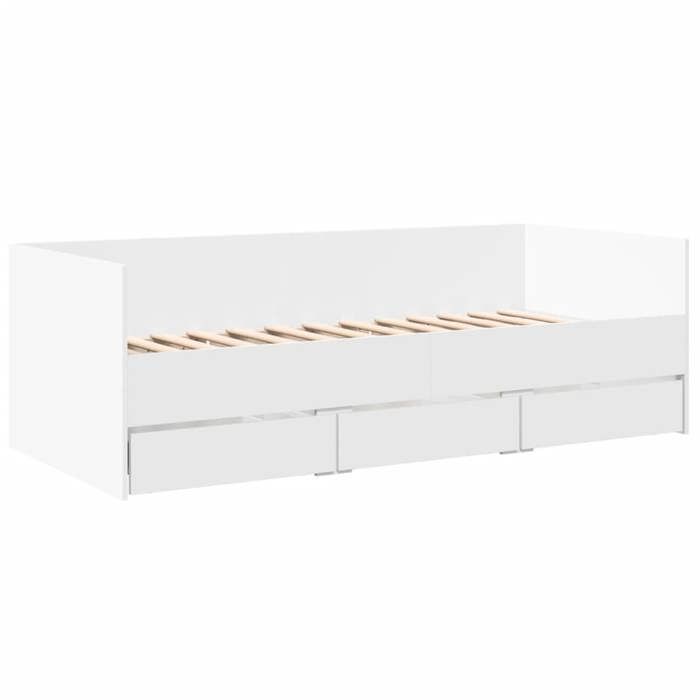 Remise 2026Lit 1 places Blanc - 90x190 cm - LEMON® - Lit de jour avec tiroirs - sans matelas - blanc 90x190 cm 7066520