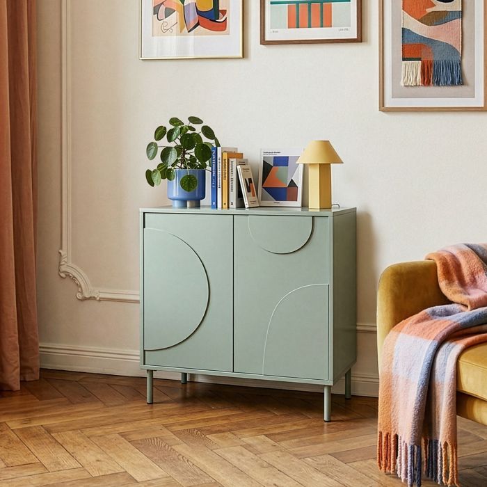 Commode Holea avec 2 portes 75 x 70 x 34 cm vert sauge