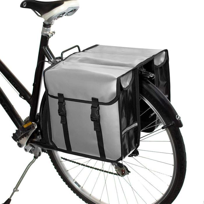 Classic CW Sacoche vélo Double étanche 2×13 L pour Porte- Shopping et trajets Quotidiens (Argent) Argent