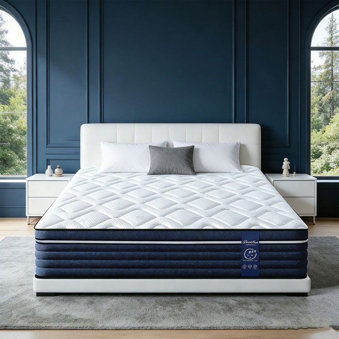 Matelas 140x200 cm Épais 30 cm Sommeil Amélioré Hybride Mousse RH + Mémoire de Forme Haute Respirante 10 Zones Soutien Tonique