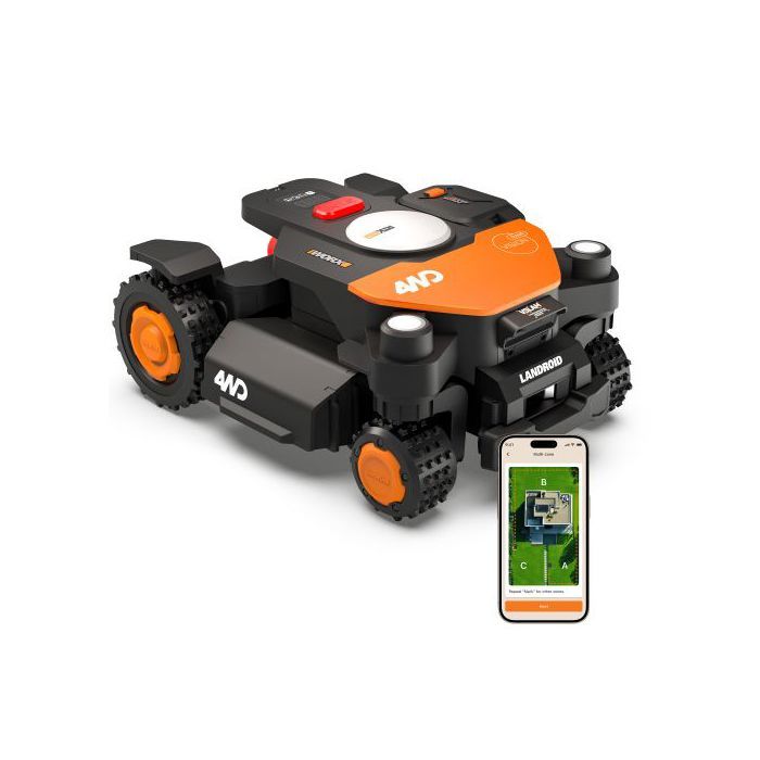 Robot tondeuse connecté sans fil WORX VISION CLOUD 4WD - Jusquà 2000 m² - WR342E (caméra 4K IA pente 84% VSLAM+RTK Cloud app)