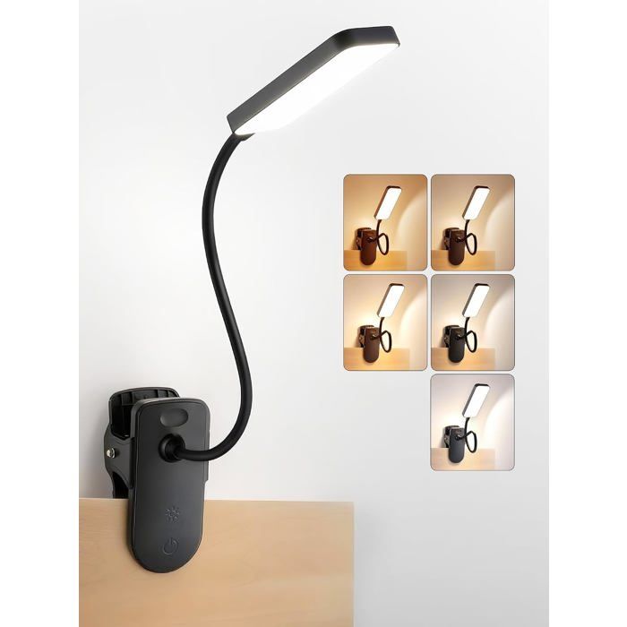 Lampe de bureau LED sans fil rechargeable à pince - 48 LED 450 lumens flexible 360° - batterie 4000 mAh