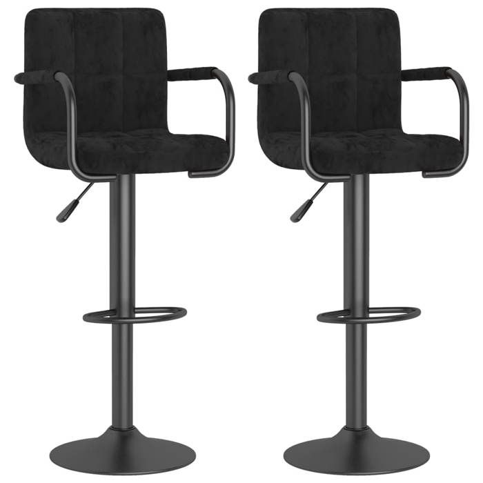 Les SoldesTabourets de bar Tabourets Cuisine - (2 pcs) - 2 personnes - noir velours(48x47x(90-111) cm) cxp83w