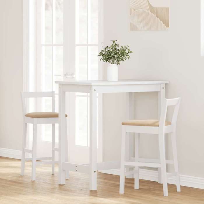 Winter SaleTabourets de bar avec coussins (lot de 2) Sièges de Bistroen bois massif blanc et caoutchouc(355 x 425 x 795 cm) 6