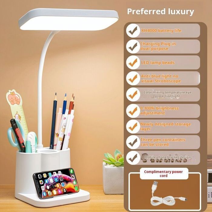 Lampe de bureau LED - Gradation tactile Batterie rechargeable intégrée - Lecture et étude - USB Lampe de bureau LED - Gradation tactile Batterie rechargeable intégrée - Lecture et étude - USB