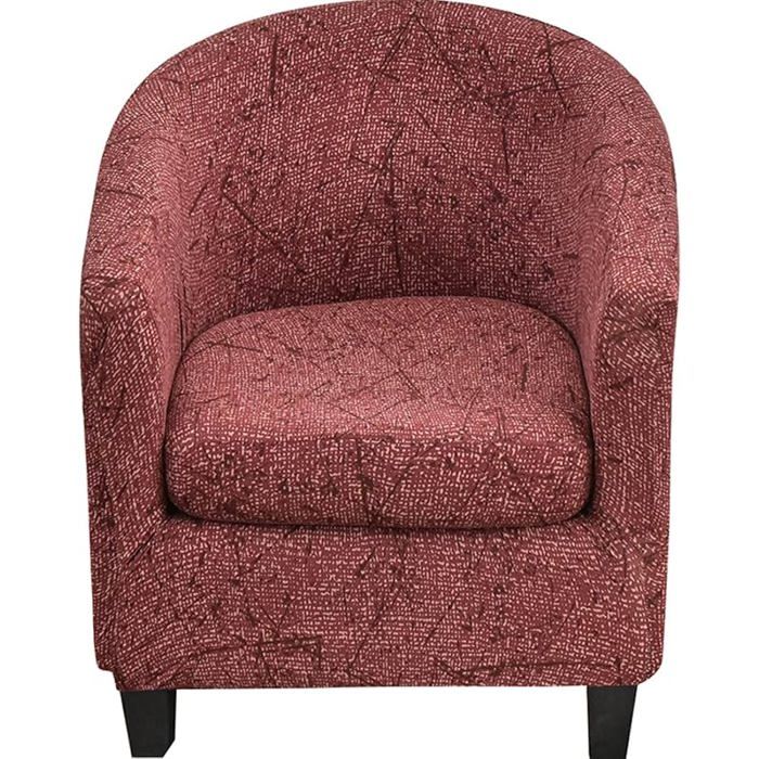 Housse Fauteuil Cabriolet Extensible Bordeaux Motif Abstrait Texturé 2 Pièces avec Coussin Protection Salon C HOUSSE DE FAUTEUIL