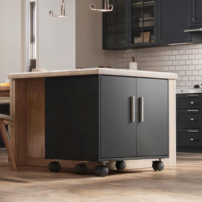 Desserte micro-ondes gain de place en MDF noir Servers and Sideboards and combining 23.2 x 15.8 x 36.2 in and 92 x 59 x 40 cm