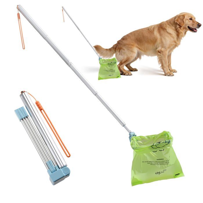Ramasse-crottes pour chien - SONGHUI - Modèle pliable réglable - Aluminium - Long. 20–79 cm - Léger & portable