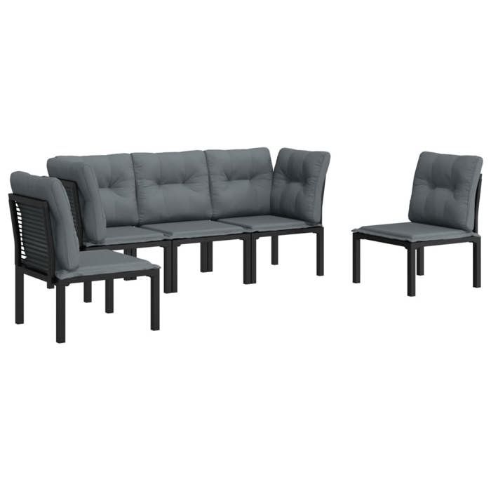 BEAU Meuble balcon - Salon de jardin - (5 pcs) - Table Balcon + 4 chaises - noir et gris - résine tressée - 62x62x68 cm[56468]