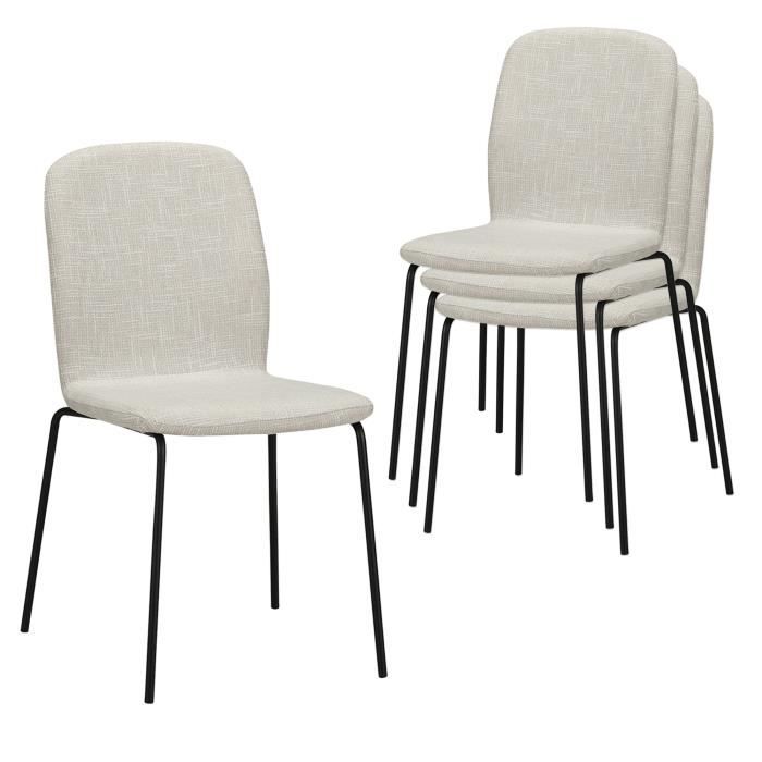 Ensemble de chaise visiteur Albatros ENNA, chaise empilable avec assise en similicuir pour un confort [beige]