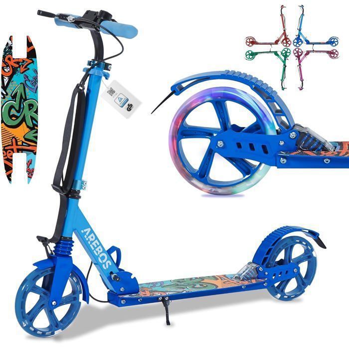 LLNWDNB Trottinette de ville XXL Big Wheel - Pliable - Avec frein à main - Pour adultes et enfants - Charge maximale : 150 kg