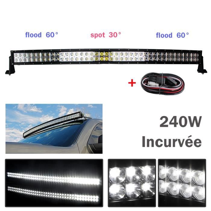 42pouce 240w Barre Led Incurvee Rampe Offroad Tout Terrain Suv