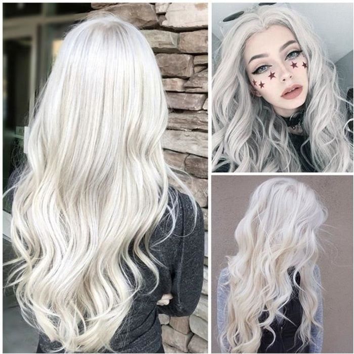 Perruque cheveux long blanc best sale