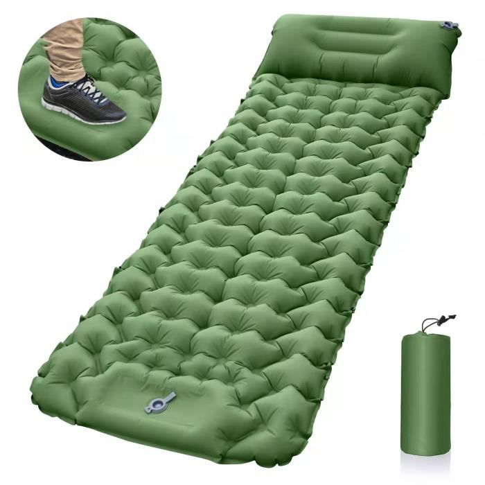 Lit De Camping Double Avec Matelas Gonflable, Pompe à Pied Et Tapis Isotherme - Nylon, Grand Format