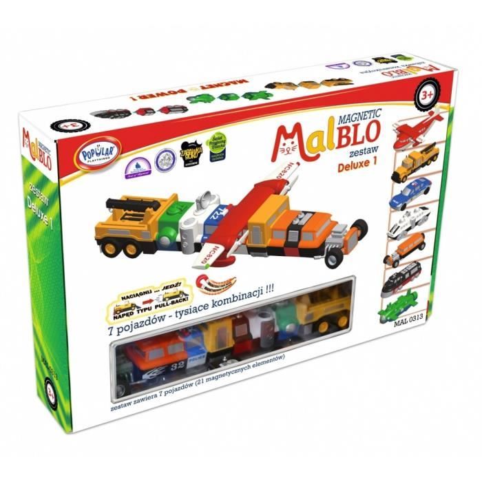 Jeu de jouet magnétique - MALIK - MIX OR MATCH VÉHICULES - 21 pièces - À partir de 3 ans - Vert