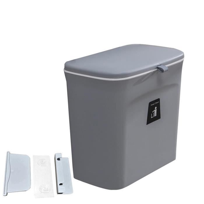 Poubelle Murale Suspendue Cuisine Avec Couvercle - 7L Ou 9L, Design Fun Nez De Chat