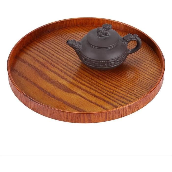 Plateau de service rond extra large, 50,8 cm, plateau en bois d Plateau de service rond extra large, 50,8 cm, plateau en bois d
