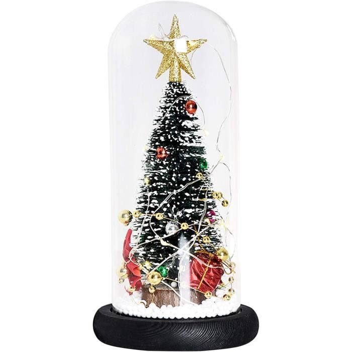 Mini Sapin De Noël En Verre Avec Guirlande LedDécoration De Nuit Effet